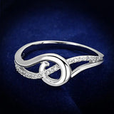 TS142 - Rhodium 925 Sterling Silver Ring with AAA Grade CZ in Clear - Alamode - Flyclothing LLC