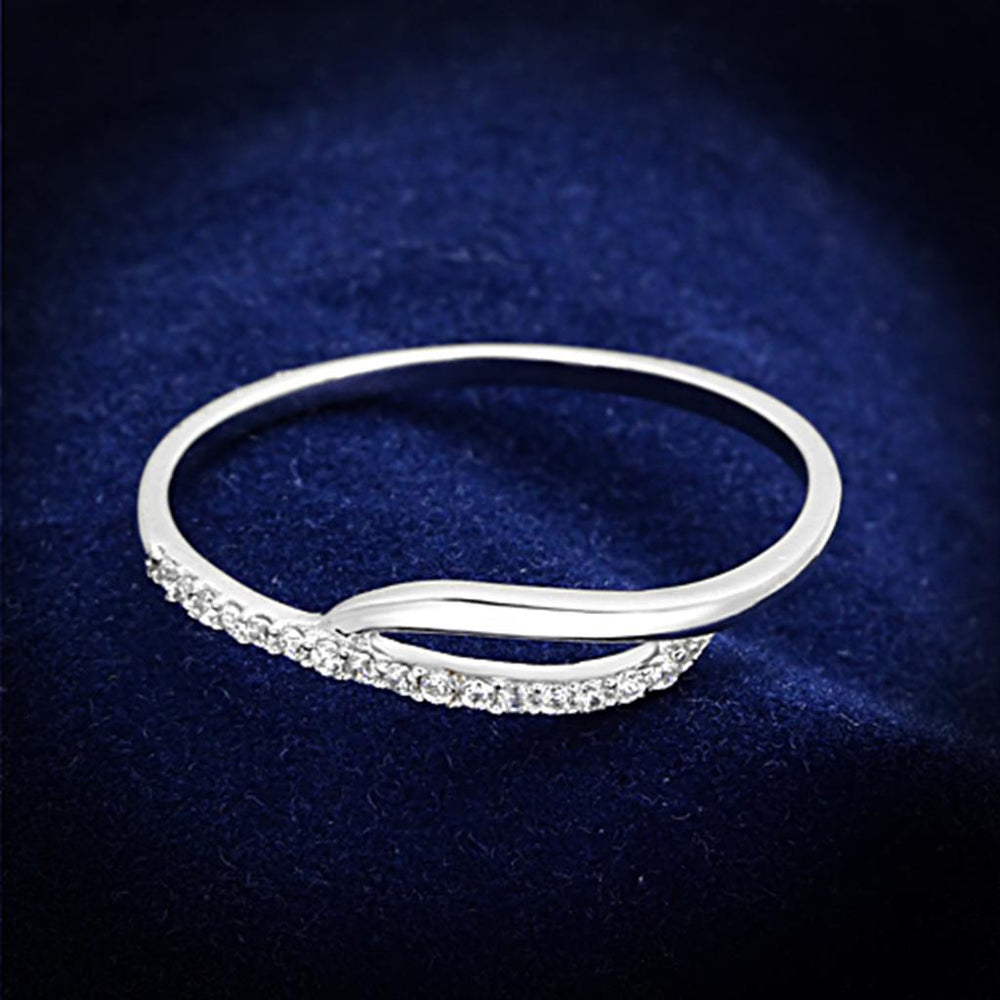TS145 - Rhodium 925 Sterling Silver Ring with AAA Grade CZ  in Clear - Alamode