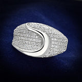 TS148 - Rhodium 925 Sterling Silver Ring with AAA Grade CZ  in Clear - Alamode