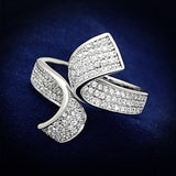 TS150 - Rhodium 925 Sterling Silver Ring with AAA Grade CZ  in Clear - Alamode