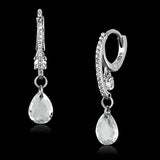 TS159 - Rhodium 925 Sterling Silver Earrings with AAA Grade CZ  in Clear