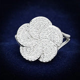 TS171 - Rhodium 925 Sterling Silver Ring with AAA Grade CZ in Clear - Alamode - Flyclothing LLC