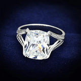 TS174 - Rhodium 925 Sterling Silver Ring with AAA Grade CZ in Clear - Alamode - Flyclothing LLC