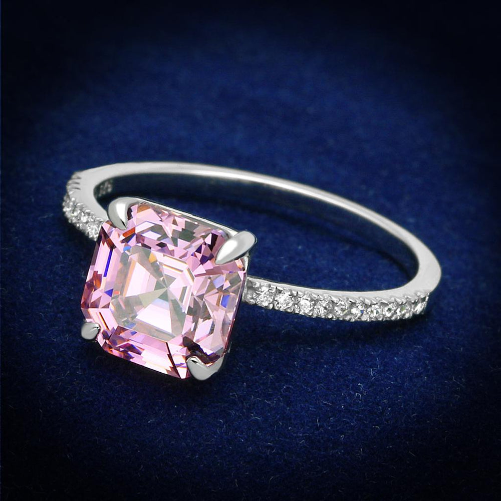 TS179 - Rhodium 925 Sterling Silver Ring with Cubic  in Rose - Alamode