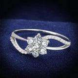 TS182 - Rhodium 925 Sterling Silver Ring with AAA Grade CZ in Clear - Alamode - Flyclothing LLC