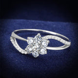 TS182 - Rhodium 925 Sterling Silver Ring with AAA Grade CZ  in Clear - Alamode