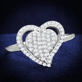 TS192 - Rhodium 925 Sterling Silver Ring with AAA Grade CZ  in Clear - Alamode