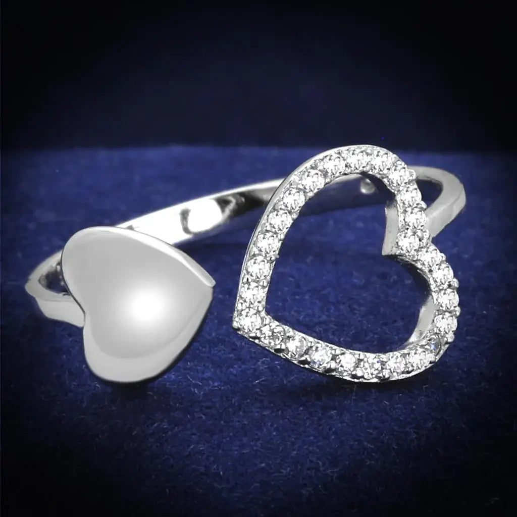 TS194 - Rhodium 925 Sterling Silver Ring with AAA Grade CZ in Clear - Alamode - Flyclothing LLC