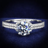 TS197 - Rhodium 925 Sterling Silver Ring with AAA Grade CZ  in Clear - Alamode