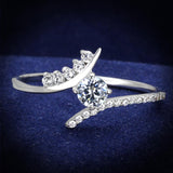 TS199 - Rhodium 925 Sterling Silver Ring with AAA Grade CZ  in Clear - Alamode