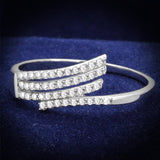 TS203 - Rhodium 925 Sterling Silver Ring with AAA Grade CZ  in Clear - Alamode
