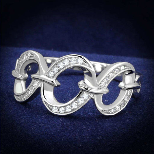 TS212 - Rhodium 925 Sterling Silver Ring with AAA Grade CZ in Clear - Alamode - Flyclothing LLC