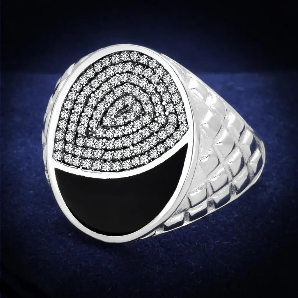 TS216 - Rhodium 925 Sterling Silver Ring with AAA Grade CZ in Clear - Alamode - Flyclothing LLC