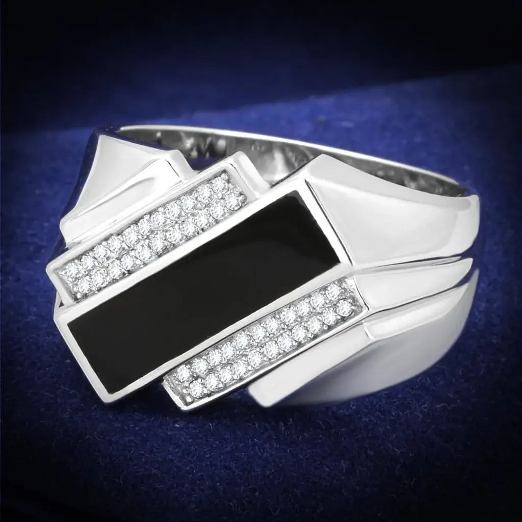 TS218 - Rhodium 925 Sterling Silver Ring with AAA Grade CZ in Clear - Alamode - Flyclothing LLC