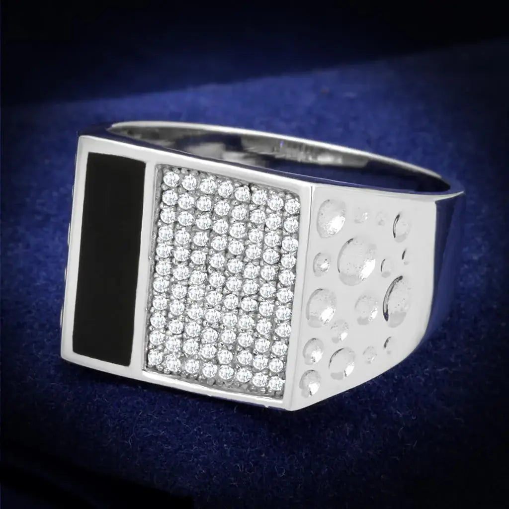 TS219 - Rhodium 925 Sterling Silver Ring with AAA Grade CZ in Clear - Alamode - Flyclothing LLC