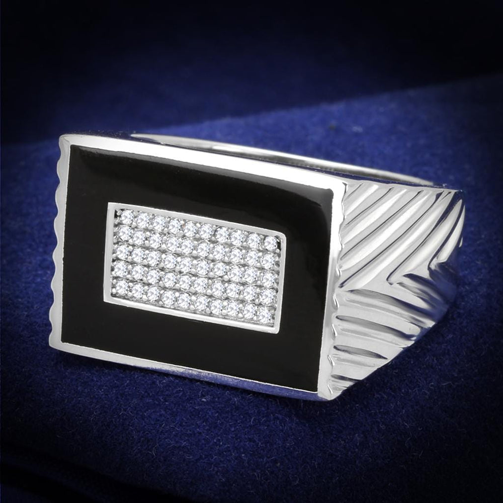 TS220 - Rhodium 925 Sterling Silver Ring with AAA Grade CZ  in Clear - Alamode