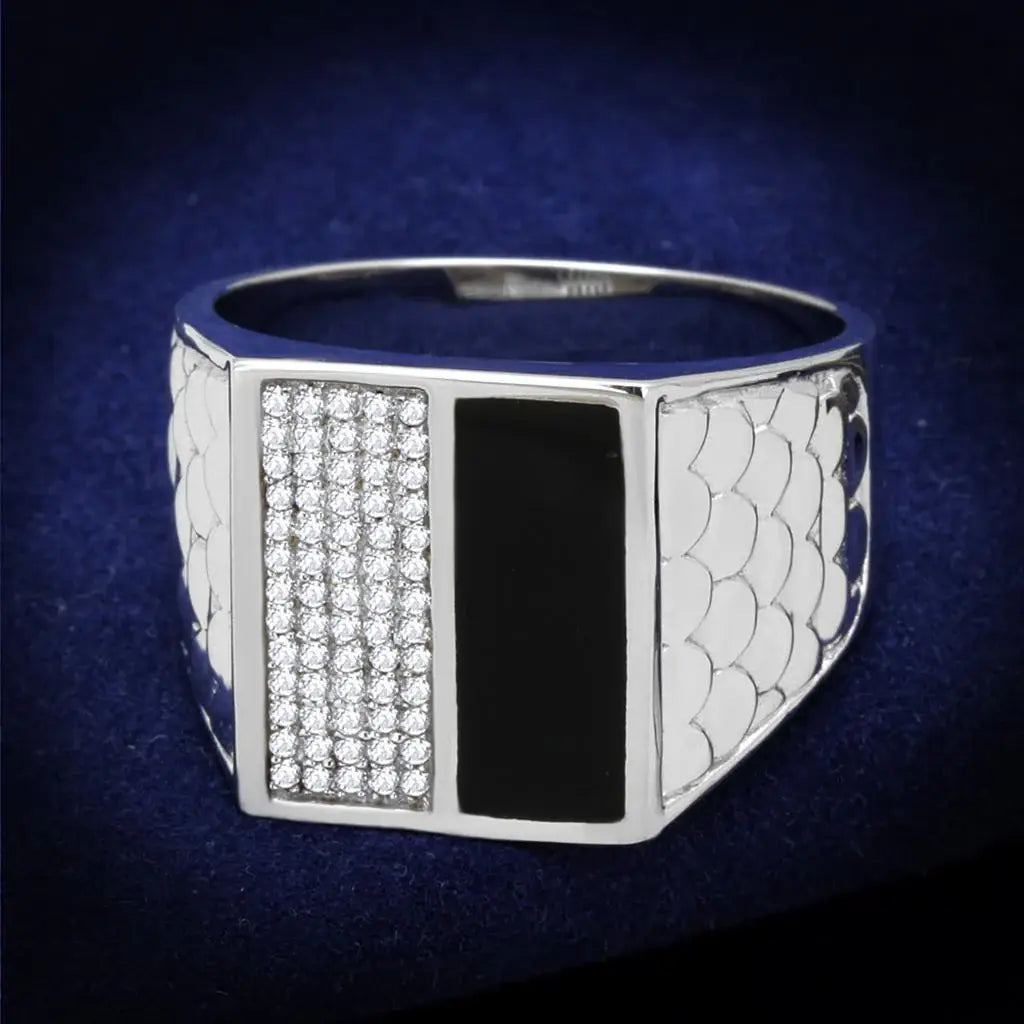 TS226 - Rhodium 925 Sterling Silver Ring with AAA Grade CZ in Clear - Alamode - Flyclothing LLC
