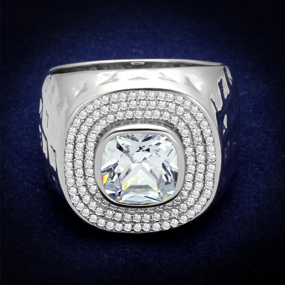 TS231 - Rhodium 925 Sterling Silver Ring with AAA Grade CZ  in Clear - Alamode