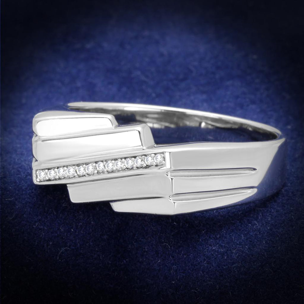 TS232 - Rhodium 925 Sterling Silver Ring with AAA Grade CZ  in Clear - Alamode