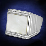 TS243 - Rhodium 925 Sterling Silver Ring with Precious Stone Conch in White - Alamode - Flyclothing LLC