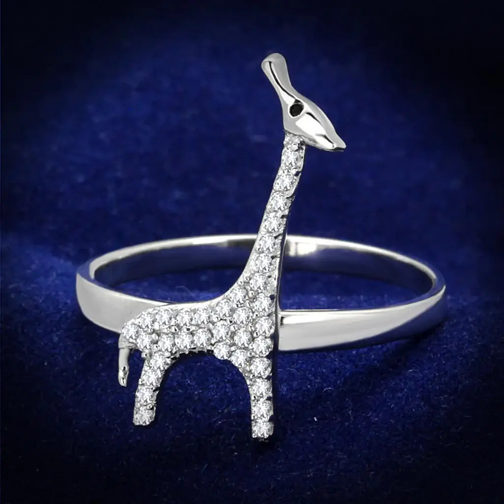 TS255 - Rhodium 925 Sterling Silver Ring with AAA Grade CZ in Clear - Alamode - Flyclothing LLC