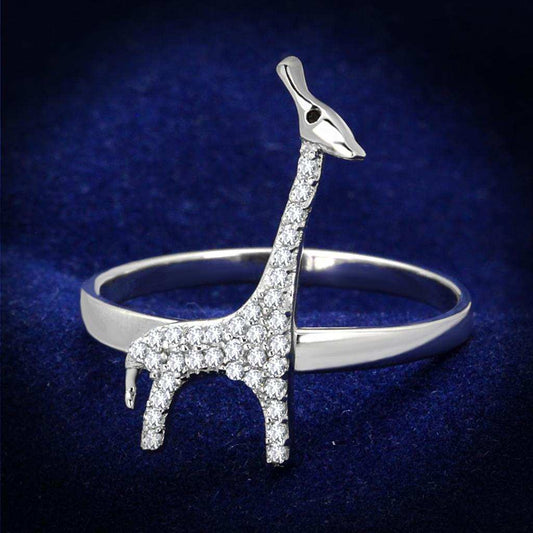 TS255 - Rhodium 925 Sterling Silver Ring with AAA Grade CZ in Clear - Alamode - Flyclothing LLC