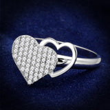 TS260 - Rhodium 925 Sterling Silver Ring with AAA Grade CZ  in Clear - Alamode