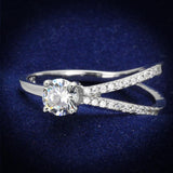 TS261 - Rhodium 925 Sterling Silver Ring with AAA Grade CZ  in Clear - Alamode