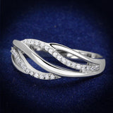 TS268 - Rhodium 925 Sterling Silver Ring with AAA Grade CZ  in Clear