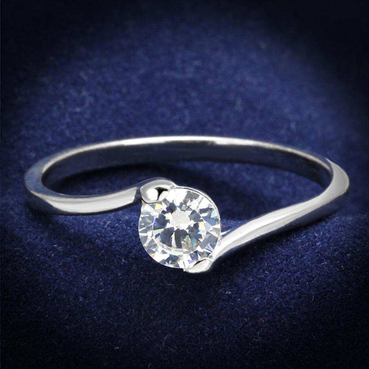 TS272 - Rhodium 925 Sterling Silver Ring with AAA Grade CZ in Clear - Alamode - Flyclothing LLC