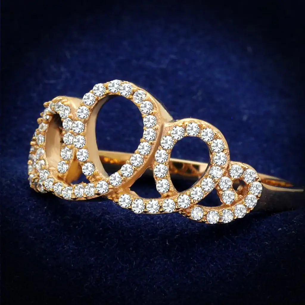 TS279 - Rose Gold 925 Sterling Silver Ring with AAA Grade CZ in Clear - Alamode - Flyclothing LLC