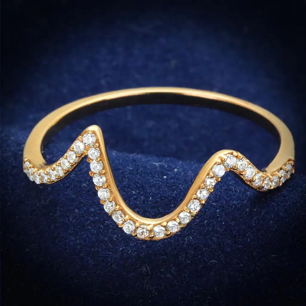 TS280 - Rose Gold 925 Sterling Silver Ring with AAA Grade CZ in Clear - Alamode - Flyclothing LLC