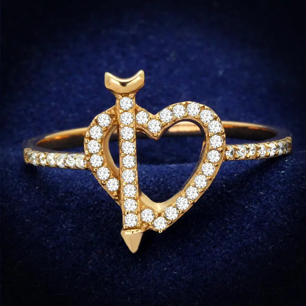 TS281 - Rose Gold 925 Sterling Silver Ring with AAA Grade CZ in Clear - Alamode - Flyclothing LLC