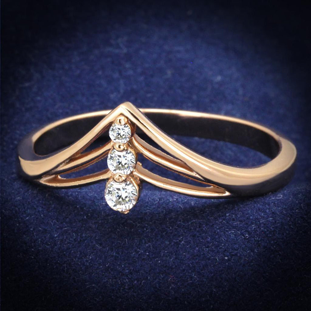 TS283 - Rose Gold 925 Sterling Silver Ring with AAA Grade CZ  in Clear - Alamode