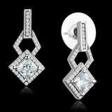 TS291 - Rhodium 925 Sterling Silver Earrings with AAA Grade CZ  in Clear - Alamode