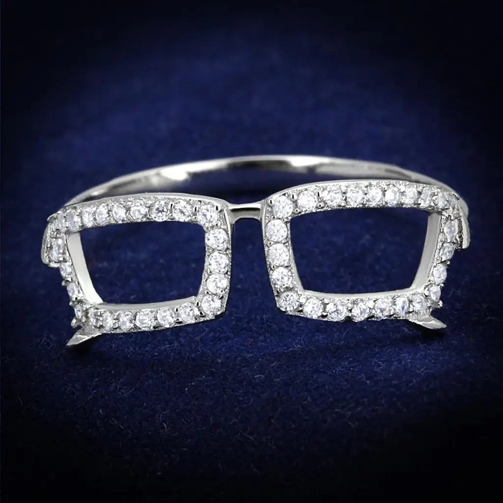 TS306 - Rhodium 925 Sterling Silver Ring with AAA Grade CZ in Clear - Alamode - Flyclothing LLC