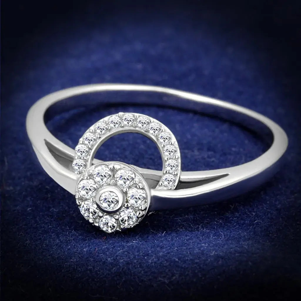 TS310 - Rhodium 925 Sterling Silver Ring with AAA Grade CZ in Clear - Alamode - Flyclothing LLC