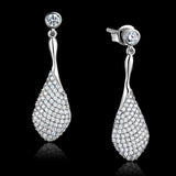 TS324 - Rhodium 925 Sterling Silver Earrings with AAA Grade CZ  in Clear - Alamode