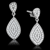TS325 - Rhodium 925 Sterling Silver Earrings with AAA Grade CZ  in Clear - Alamode