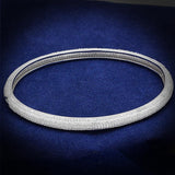 TS328 - Rhodium 925 Sterling Silver Bangle with AAA Grade CZ  in Clear - Alamode