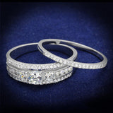 TS333 - Rhodium 925 Sterling Silver Ring with AAA Grade CZ  in Clear - Alamode