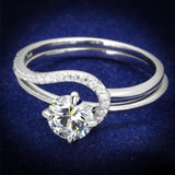 TS336 - Rhodium 925 Sterling Silver Ring with AAA Grade CZ  in Clear - Alamode