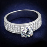 TS345 - Rhodium 925 Sterling Silver Ring with AAA Grade CZ in Clear - Alamode - Flyclothing LLC