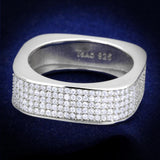 TS346 - Rhodium 925 Sterling Silver Ring with AAA Grade CZ  in Clear - Alamode