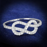 TS360 - Rhodium 925 Sterling Silver Ring with AAA Grade CZ  in Clear - Alamode