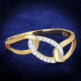 TS362 - Rose Gold + Rhodium 925 Sterling Silver Ring with AAA Grade CZ  in Clear - Alamode