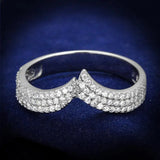 TS366 - Rhodium 925 Sterling Silver Ring with AAA Grade CZ  in Clear - Alamode