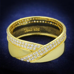 TS380 - Gold 925 Sterling Silver Ring with AAA Grade CZ  in Clear