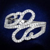 TS383 - Rhodium 925 Sterling Silver Ring with AAA Grade CZ in Clear - Alamode - Flyclothing LLC