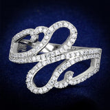 TS383 - Rhodium 925 Sterling Silver Ring with AAA Grade CZ  in Clear - Alamode